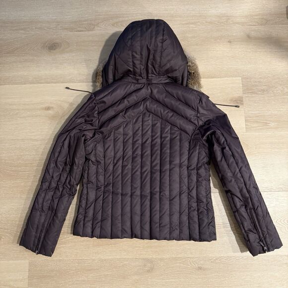 Kenneth Cole Reaction Down Puffer Jacket Removeable Rabbit Fur Hood Women's Sz M - Picture 3 of 9